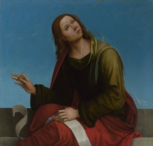 Heiliger Johannes der Evangelist Hochaltar, Oratorium von S. Pietro in Vincoli, 1505 von Lorenzo Costa
