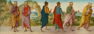 Das Wunder des Katafalks (Tafel A), ca. 1500-1506 von Lorenzo Costa