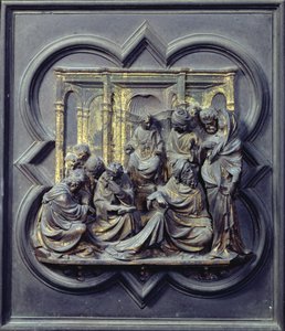 Christus unter den Ärzten, viertes Panel der Nordtüren des Baptisteriums von San Giovanni, 1403-24 (Bronze)
