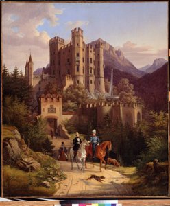 Der Kronprinz Maximilian reitet in Hohenschwangau