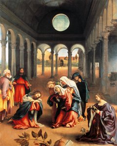 Christus nimmt Abschied von seiner Mutter von Lorenzo Lotto