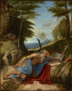 Der reuige Heilige Hieronymus, von Lorenzo Lotto (1480-1556). Öl auf Holz, ca. 1513. Dimension: 55,8x40 cm. Muzeul National Brukenthal, Sibiu von Lorenzo Lotto