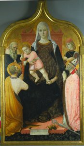 Jungfrau und Kind mit den Heiligen Antonius Abt, Markus, Severin und Sebastian, ca. 1490-96