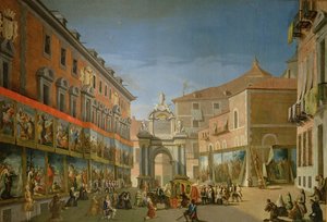Der Triumphbogen der Heiligen Maria in der Hauptstraße von Madrid