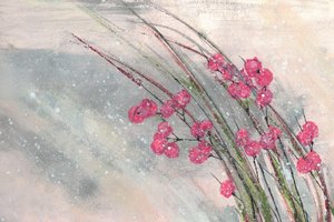 Verschneite rosa Beeren