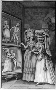 Illustration von Louis Binet (1744-1800) für das Buch von Nicolas Edme Restif de La Bretonne „Les Parisiennes“ von Louis (after) Binet
