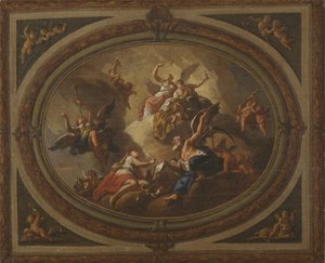 Skizze für eine ovale Decke, ca. 1705 von Louis (after) Laguerre