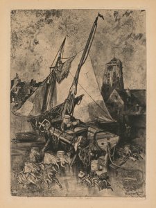 Fischerboote, Normandie Umgebung von Caen, um 1862-1864 von Louis Adolphe Hervier