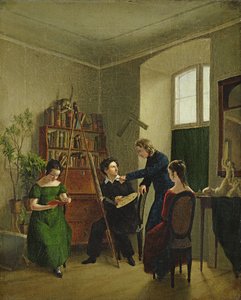 Der Künstler in seinem Atelier, 1828 von Louis Asher