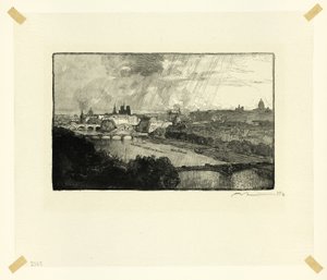 Paris, gesehen vom Pavillon de Flore, Platte elf aus Le Long de la Seine et des Boulevards von Louis Auguste Lepère