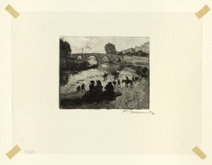 Der Pferdeteich an der Pont Marie, Platte zehn aus Le Long de la Seine et des Boulevards von Louis Auguste Lepère