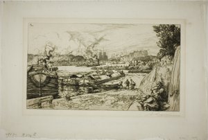 Die Seine an der Mündung des Canal Saint-Martin von Louis Auguste Lepère