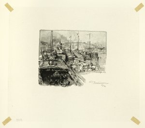 Villette Dock, Platte fünf aus Le Long de la Seine et des Boulevards von Louis Auguste Lepère