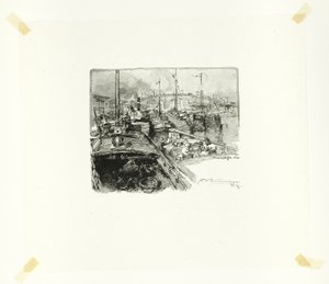 Villette Dock, Platte fünf aus Le Long de la Seine et des Boulevards von Louis Auguste Lepère