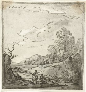 Landschaft mit Reiter und Hirte von Louis Bernard Coclers