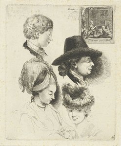 Studienblatt mit Porträts von Louis Bernard Coclers und seiner Familie