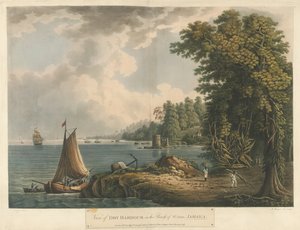 Blick auf den Trockenen Hafen in der Gemeinde St. Ann, aus Sechs Ansichten auf der Insel Jamaika von Louis Bélanger