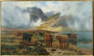 Am Loch Treachlan, Glencoe, Morgennebel, 1907 von Louis Bosworth Hurt