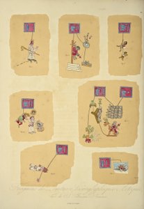 Fragmente aztekischer Hieroglyphenmalereien, aus dem Codex Telleriano-Remensis, Illustration aus 