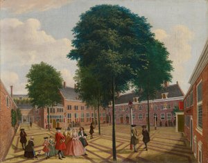 Der große Hof des Leprenhauses, 1735 von Louis Chalon