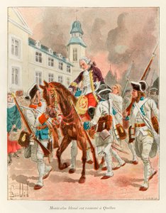 Bombled Louis (1862 - 1927); General Louis Joseph (Louis-Joseph) de Montcalm (1712-1759) wurde nach der Schlacht auf den Ebenen von Abraham am 13. September nach Quebec zurückgebracht