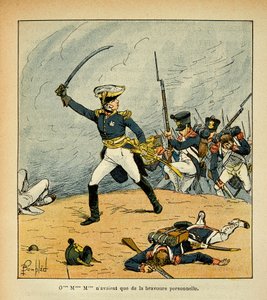 Illustration aus dem Buch „The Memorial of Saint Helene“ von Graf Emmanuel de Las Cases: Eine Generalangriff an der Spitze seiner Truppen