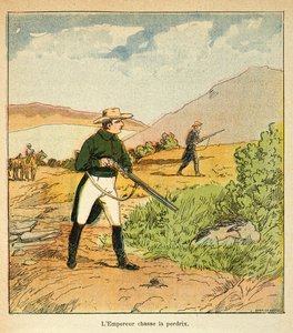 Illustration aus dem Buch „Das Memorial von Saint Helene“ von Graf Emmanuel de Las Cases: Napoleon jagt mit Las Cases in Ste Helene im August 1816