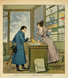 Der Kaiser Napoleon verkleidet sich in einem Geschäft in der Rue Saint Denis, aus dem Buch „The Memorial of Saint Helene“ von Graf Emmanuel de Las Cases