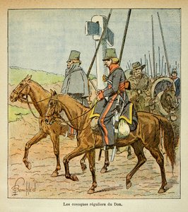 Illustration von Louis Bombled (1862-1927) aus dem Buch „Das Memorial von Saint Helena“ von Graf Emmanuel de Las Cases (1766-1842): Die Kosaken des Don, Private Sammlung