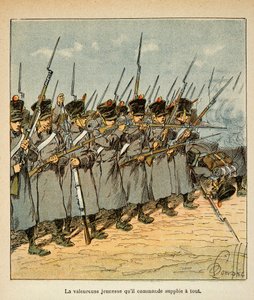 Illustration aus dem Buch „The Memorial of Saint Helene“ von Graf Emmanuel de Las Cases: Die Franzosen während der Schlacht von Lutzen im Jahr 1813