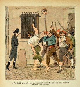 Illustration von Louis Bombled aus dem Buch „Das Memorial von Saint Helene“ von Graf Emmanuel de Las Cases: Bonaparte während der Französischen Revolution, wie er der Menge gegenübertritt von Louis Charles Bombled