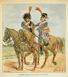 Illustration von Louis Bombled aus dem Buch „Das Memorial von Saint Helene“ von Graf Emmanuel de Las Cases: Artillerie zu Pferd der Garde und der Linie