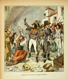 Illustration von Louis Bombled (1862-1927) aus dem Buch „Das Memorial von St. Helena“ von Graf Emmanuel de Las Cases (1766-1842): Bonaparte stoppt die Plünderung Roms