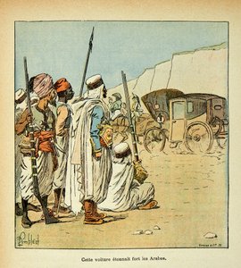 Illustration von Louis Bombled aus dem Buch „Das Memorial von Saint Helena“ von Graf Emmanuel de Las Cases: Expedition nach Ägypten. Ägypter von französischen Besatzungen überrascht