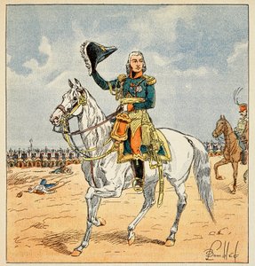 Illustration aus dem Buch „The Memorial of Saint Helene“ von Graf Emmanuel de Las Cases: Reiterporträt von Marschall Jean Baptiste Bessieres, Herzog von Istrien