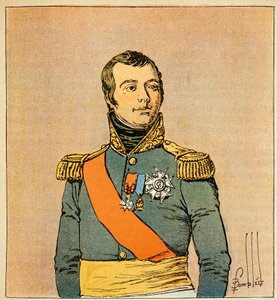 Illustration von Louis Bombled (1862-1927) aus dem Buch „Das Memorial von Saint Helena“ von Graf Emmanuel de Las Cases (1766-1842): Porträt von Marschall Etienne Macdonald (1765-1840), Herzog von Taranto, Privatbesitz