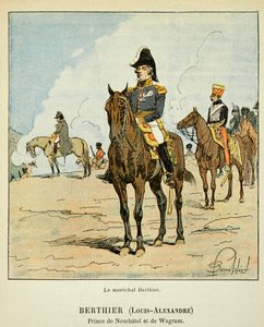 Illustration aus dem Buch „The Memorial of Saint Helene“ von Graf Emmanuel de Las Cases: Reiterporträt des Marschalls Louis Alexandre Berthier, Prinz von Neufchatel und Wagram von Louis Charles Bombled