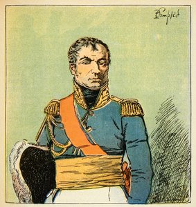 Illustration von Louis Bombled aus dem Buch „Das Memorial von Saint Helene“ von Graf Emmanuel de Las Cases: Porträt des Marschalls Nicolas Charles Oudinot, Herzog von Reggio