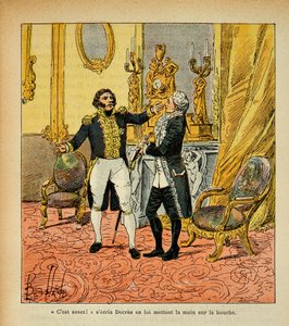 Illustration von Louis Bombled aus dem Buch „Das Memorial von Saint Helene“ von Graf Emmanuel de Las Cases: Talleyrand gegenüber Denis Decres von Louis Charles Bombled