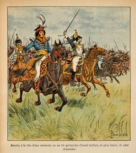 Illustration von Louis Bombled aus dem Buch „Das Memorial von Saint Helene“ von Graf Emmanuel de Las Cases: Joachim Murat führt seine Kavallerie an von Louis Charles Bombled