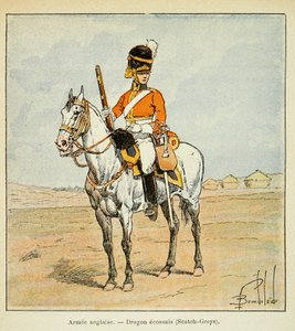 Illustration von Louis Bombled aus dem Buch „Das Memorial von Saint Helene“ von Graf Emmanuel de Las Cases: Englische Armee: Schottische Drachen von Louis Charles Bombled