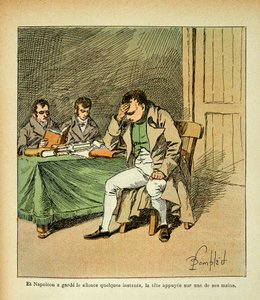 Illustration von Louis Bombled aus dem Buch „Das Memorial von Sainte Helene“ von Graf Emmanuel de Las Cases: Der Kaiser Napoleon meditiert über seine Denkmäler
