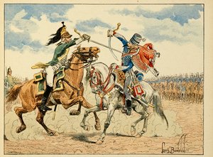 Illustration aus dem Buch „Die Helden des Jahrhunderts“ von Dick de Lonlay, illustriert von Louis Bombled (1862-1927)