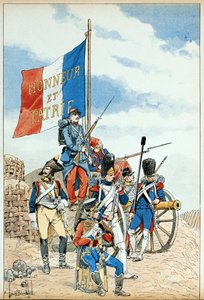 Illustration aus dem Buch „Die Helden des Jahrhunderts“, anekdotische Erzählungen von Dick de Lonlay und illustriert von Louis Bombled (1862-1927)