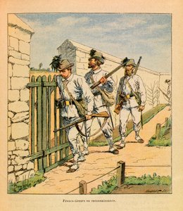 Die östliche Armee von Eugene Sergeant, genannt Grenest, illustriert von Louis Bombled (1862-1927) (Französisch-Deutscher Krieg; Feldzug von 1870-1871): Freischützen auf Erkundung, Teilsammlung