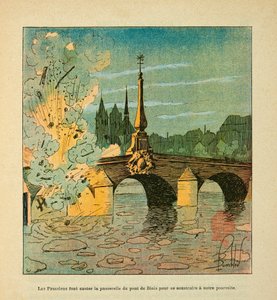 Die Armee der Loire von Eugene Sergent, genannt Grenest, illustriert von Louis Bombled (Französisch-Deutscher Krieg; Feldzug von 1870-1871): Preußen sprengen die Brücke von Blois im Januar 1871 von Louis Charles Bombled