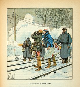 Die Armee der Loire von Eugene Sergent, dit Grenest, illustriert von Louis Bombled (Deutsch-Französischer Krieg; Feldzug von 1870-1871): Die Maschinengewehre von General Tripart