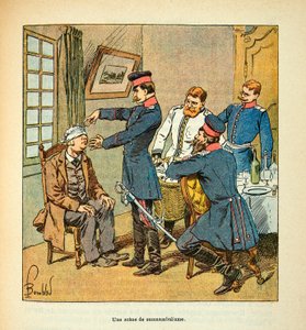 Die Armee der Loire von Eugene Sergent, genannt Grenest, illustriert von Louis Bombled (1862-1927) (Deutsch-Französischer Krieg; Feldzug von 1870-1871): Eine Szene des Schlafwandelns, Privatbesitz von Louis Charles Bombled