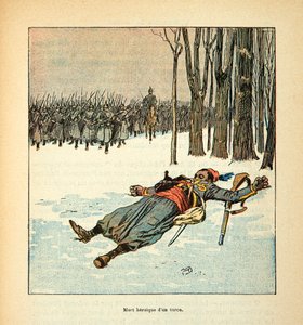 Die Armee der Loire von Eugene Sergent, illustriert von Louis Bombled (Deutsch-Französischer Krieg; Feldzug von 1870-1871): Heldentod eines Turcos im Dezember 1870