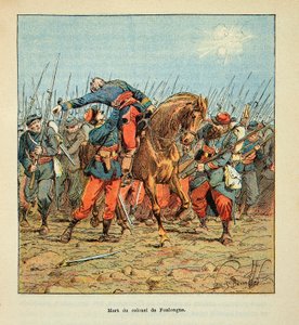Die Armee der Loire von Eugene Sergent, illustriert von Louis Bombled (Deutsch-Französischer Krieg; Feldzug von 1870-1871): Schlacht von Coulmiers am 9. November 1870, Tod von Oberst Couderc de Fonlongue von Louis Charles Bombled